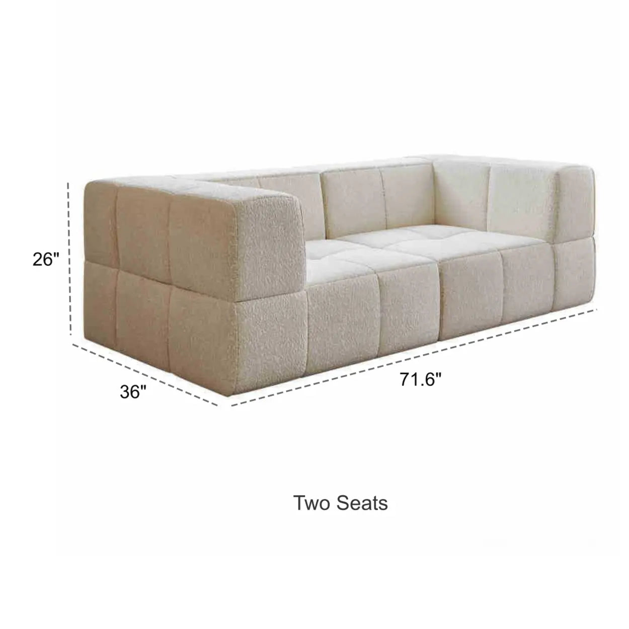 Minimalist White Cotton-Linen Modular Sofa