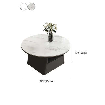 Modern Round Stone Coffee Table with Drawer
