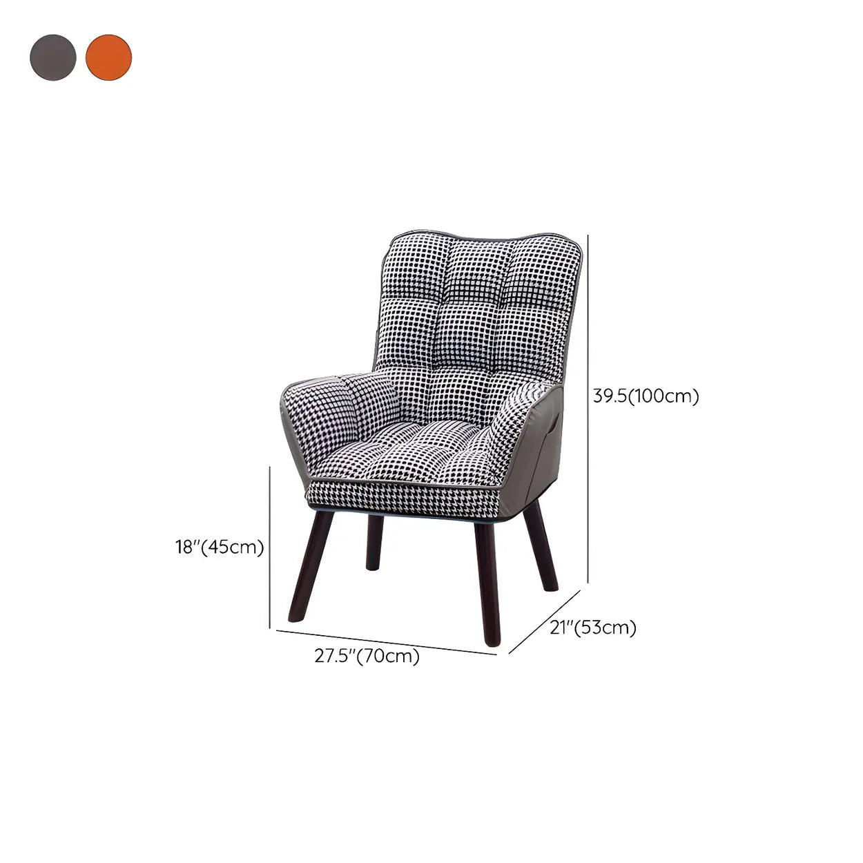 Modern Houndstooth Cushioned Wood Office Chair