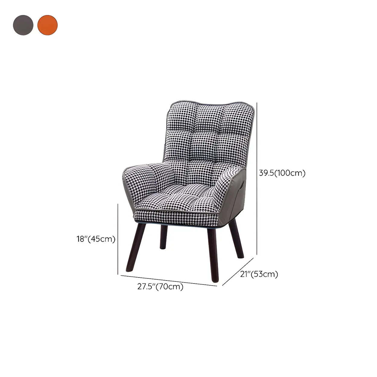 Modern Houndstooth Cushioned Wood Office Chair