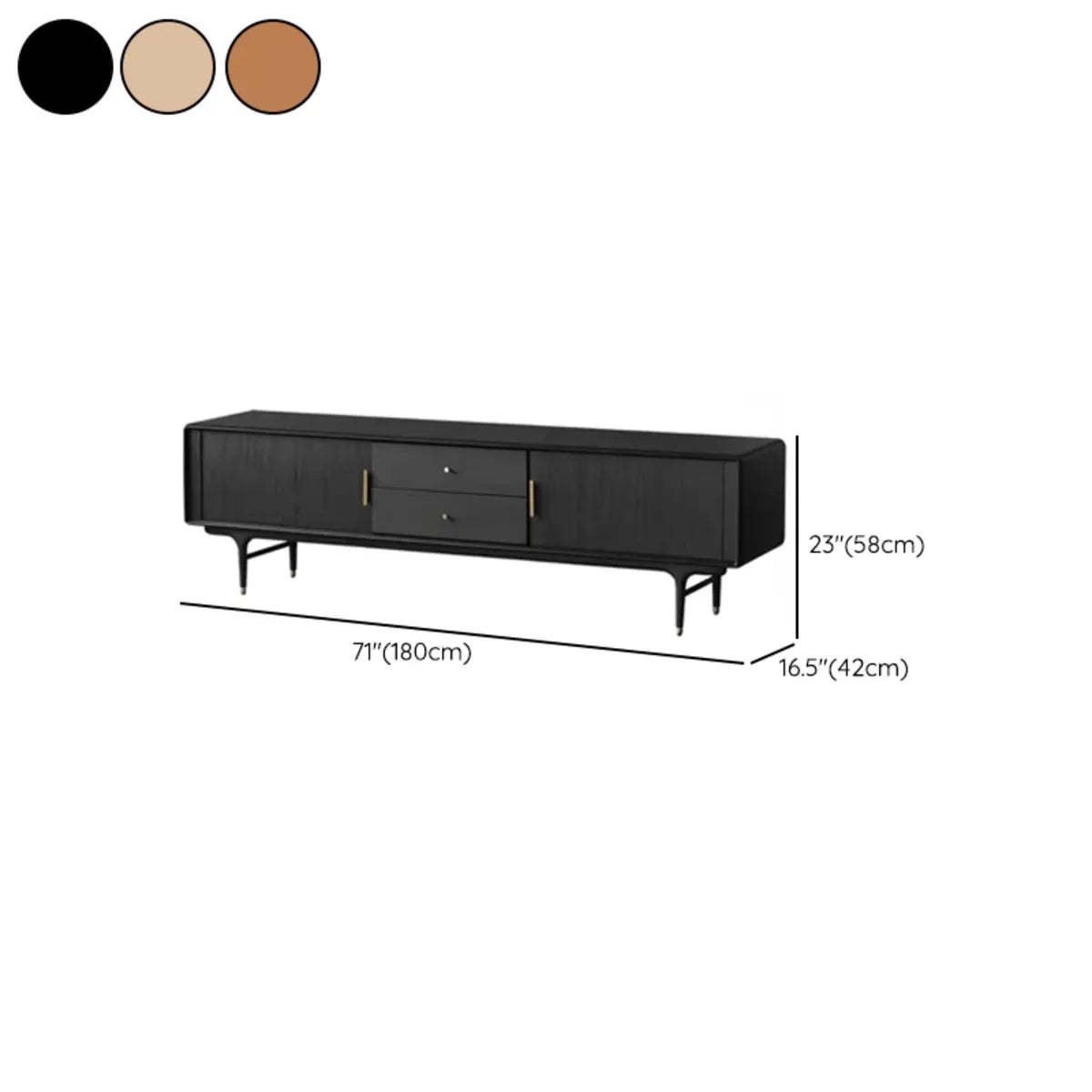 Industrial Oak Wood Enclosed Long TV Stand