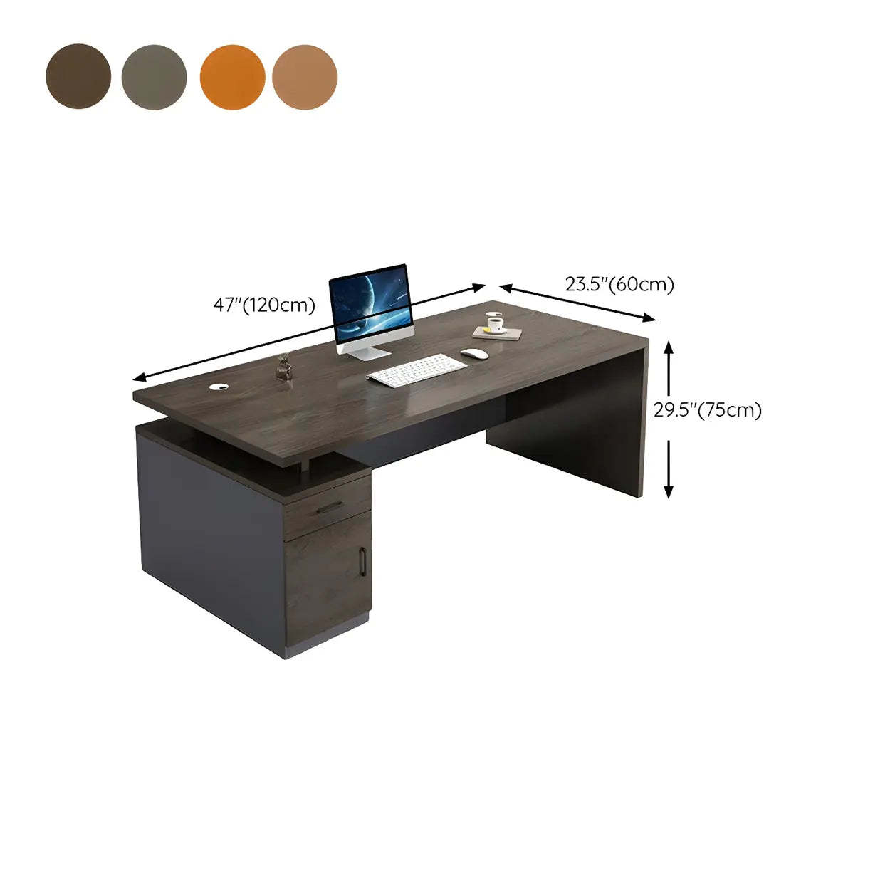 Wooden Black-Base Executive Office Desk — Coffee / Table Only