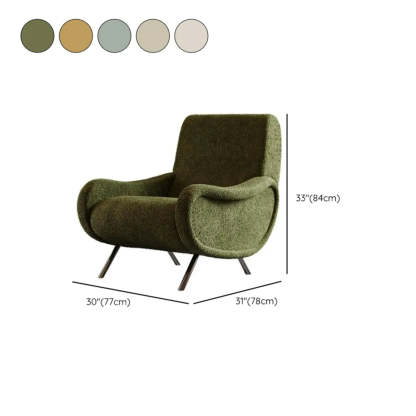 Modern Curved Olive Green Lounge Accent Chair