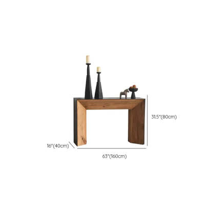 Rectangular Black Wood Double Pedestal Console Table