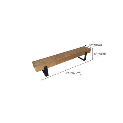 Short Pine Wood Dining Bench with Metal Legs