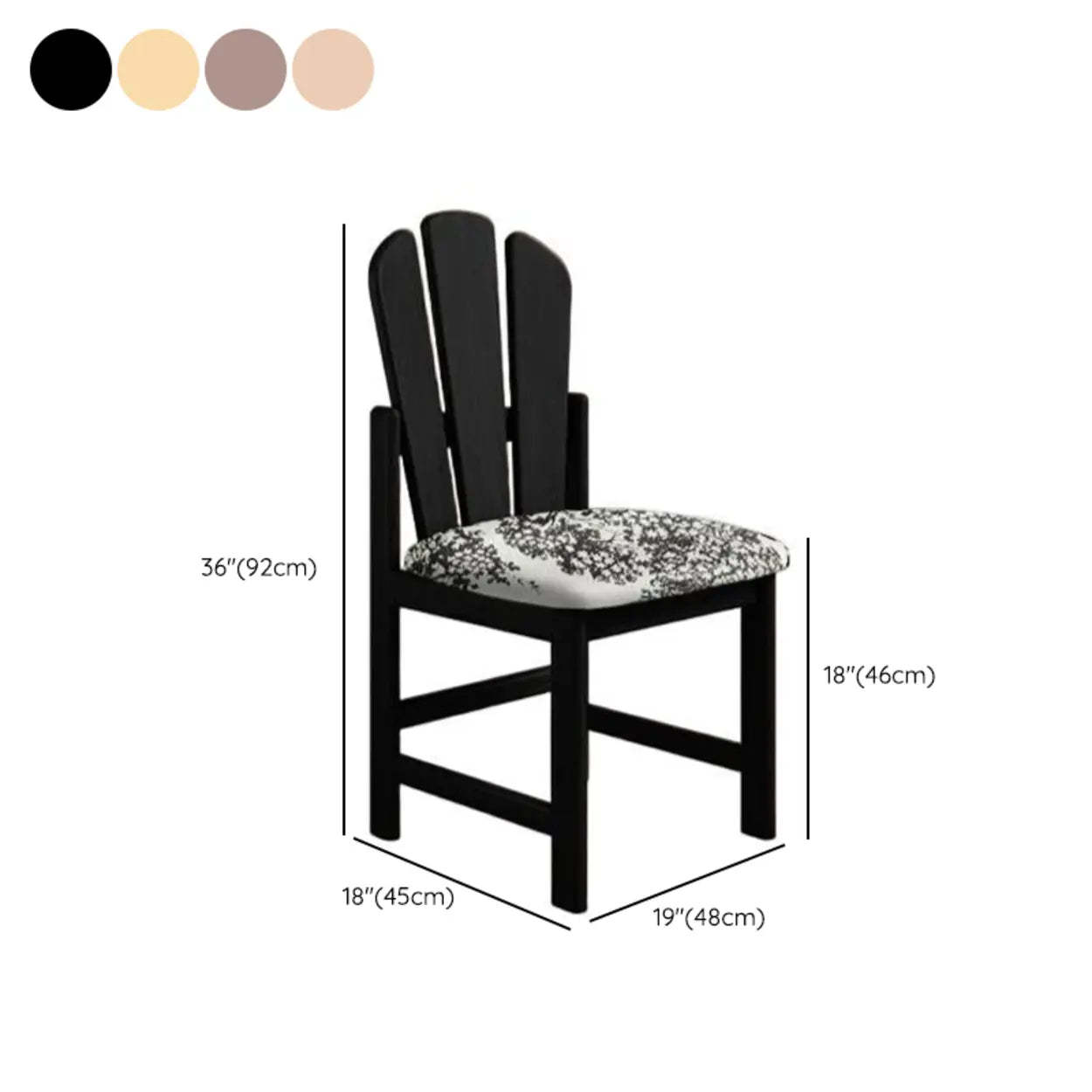 Rustic Slatted Back Wood Dining Chair with Cushion
