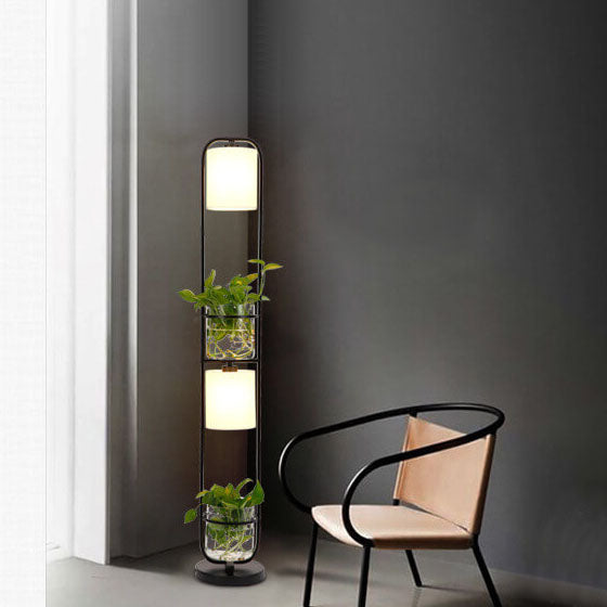 Industrial Cylinder Fabric Plant Hydroponics Floor Lamp