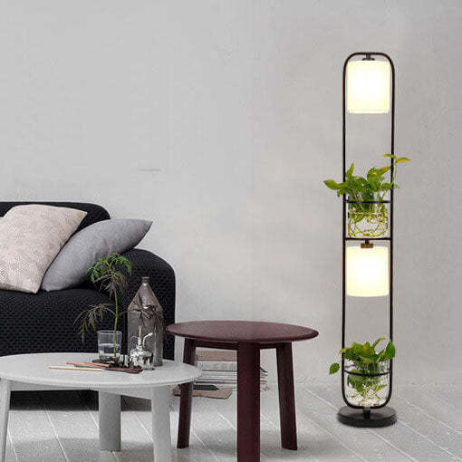 Industrial Cylinder Fabric Plant Hydroponics Floor Lamp
