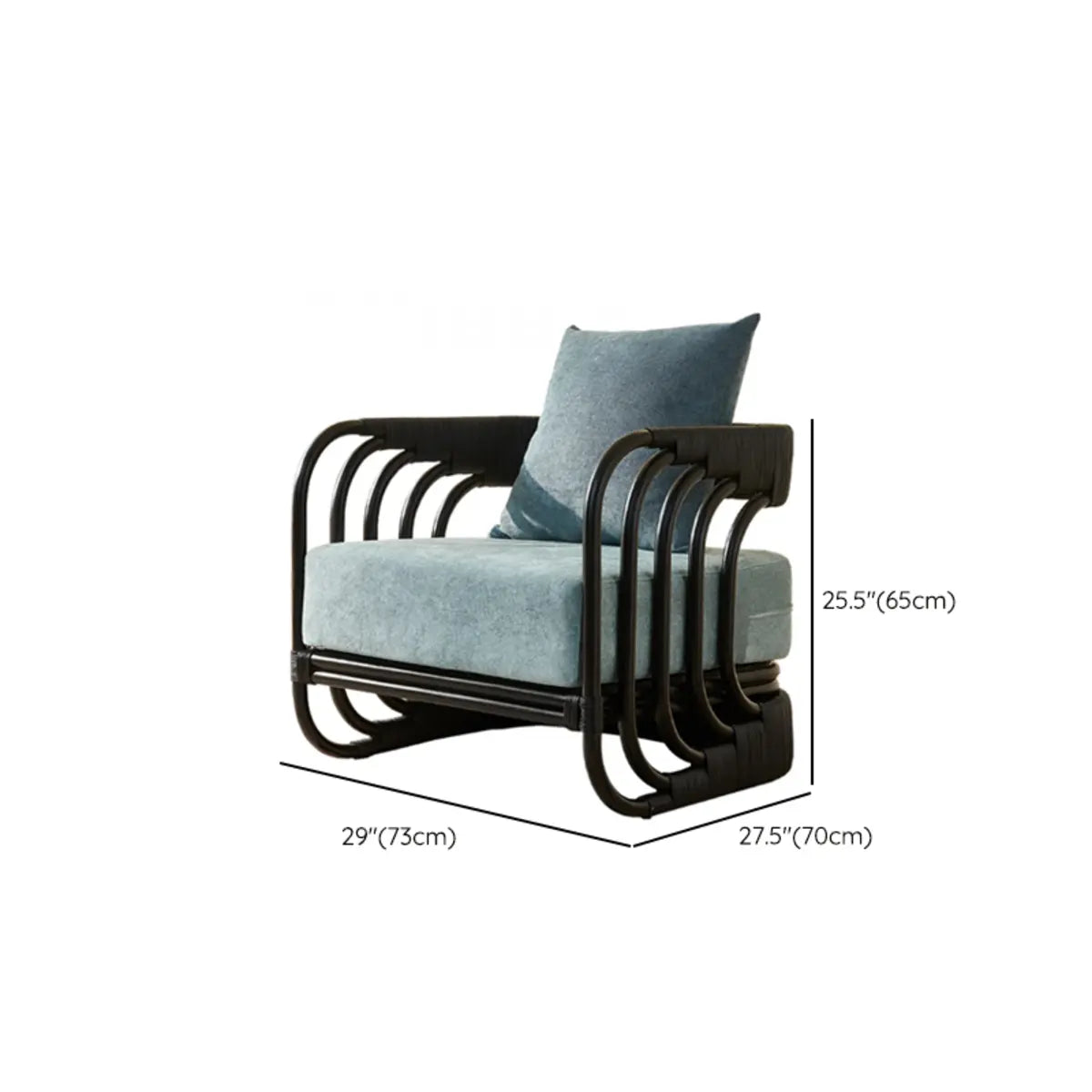 Wicker Rattan Square-Arm Accent Chair