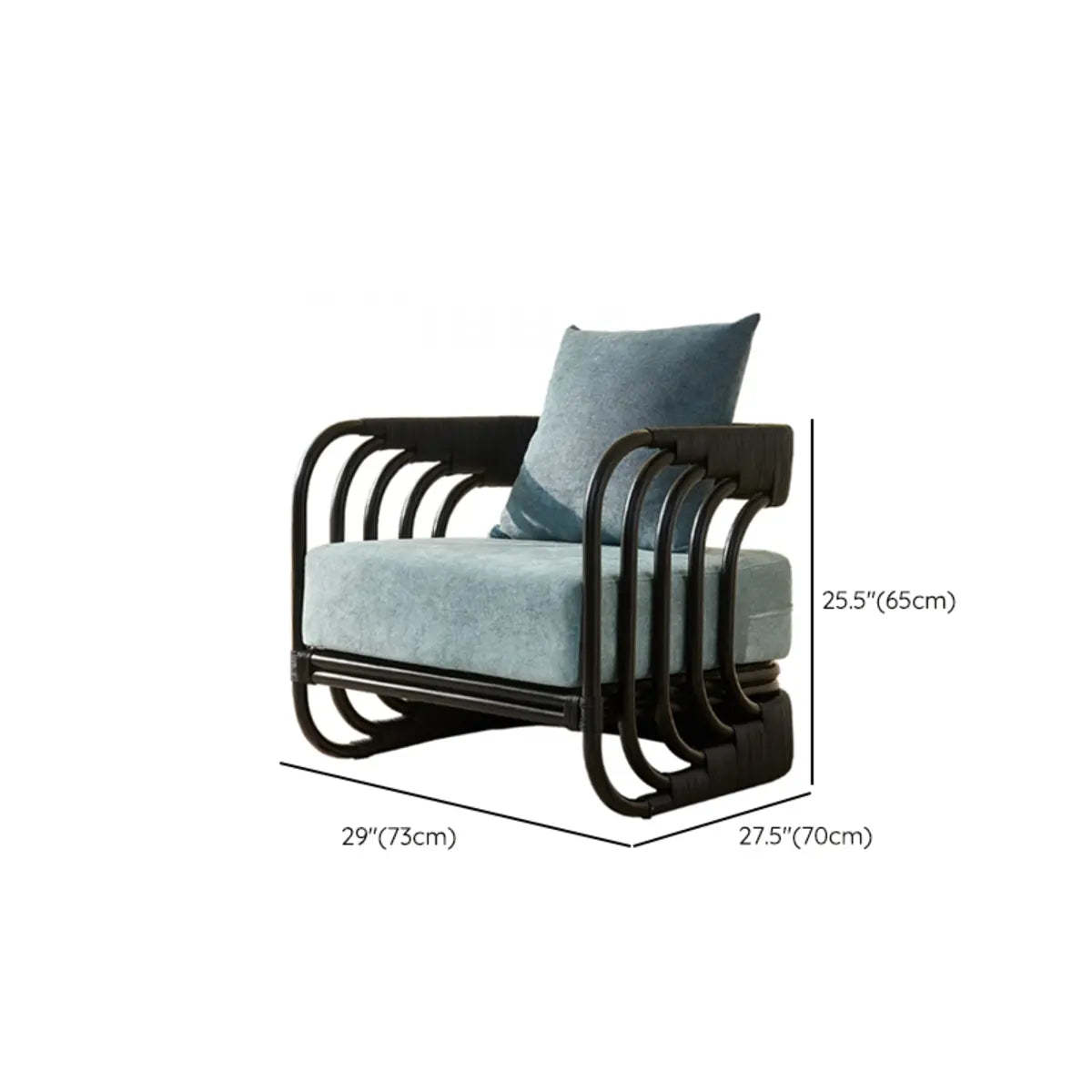 Wicker Rattan Square-Arm Accent Chair