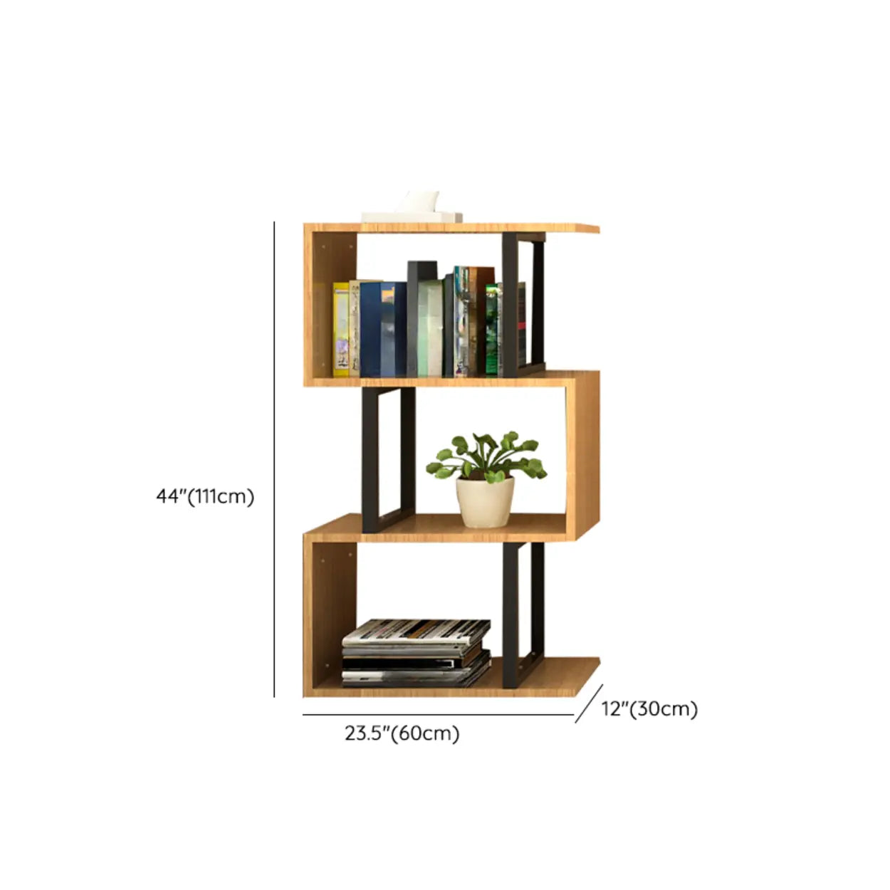Modern Geometric Wood Grain Vertical Bookcase