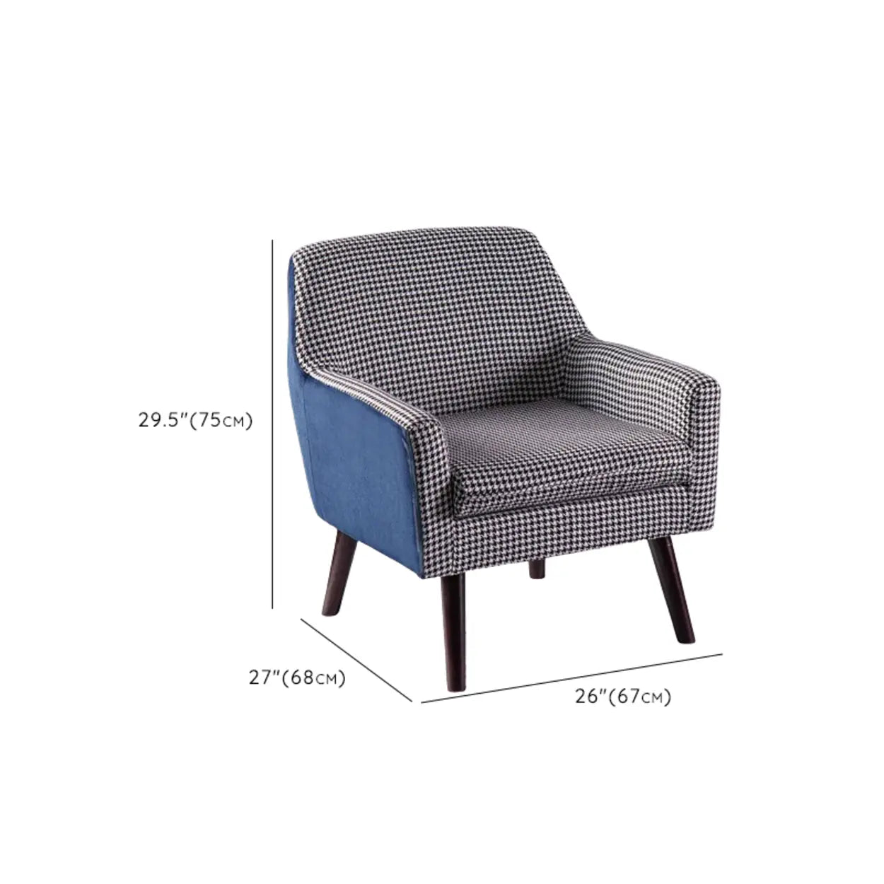 Modern Houndstooth Blue Arm Accent Chair