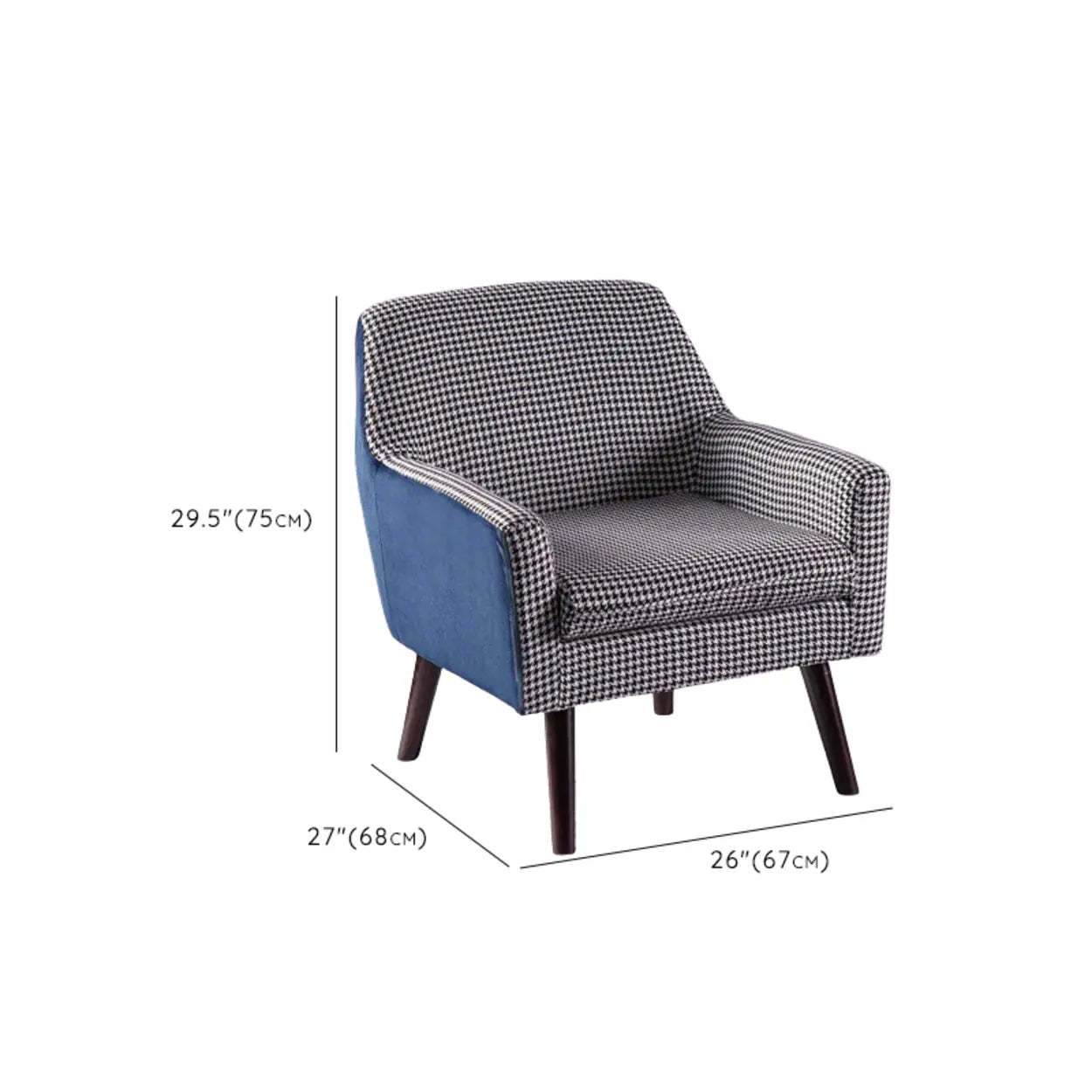 Modern Houndstooth Blue Arm Accent Chair