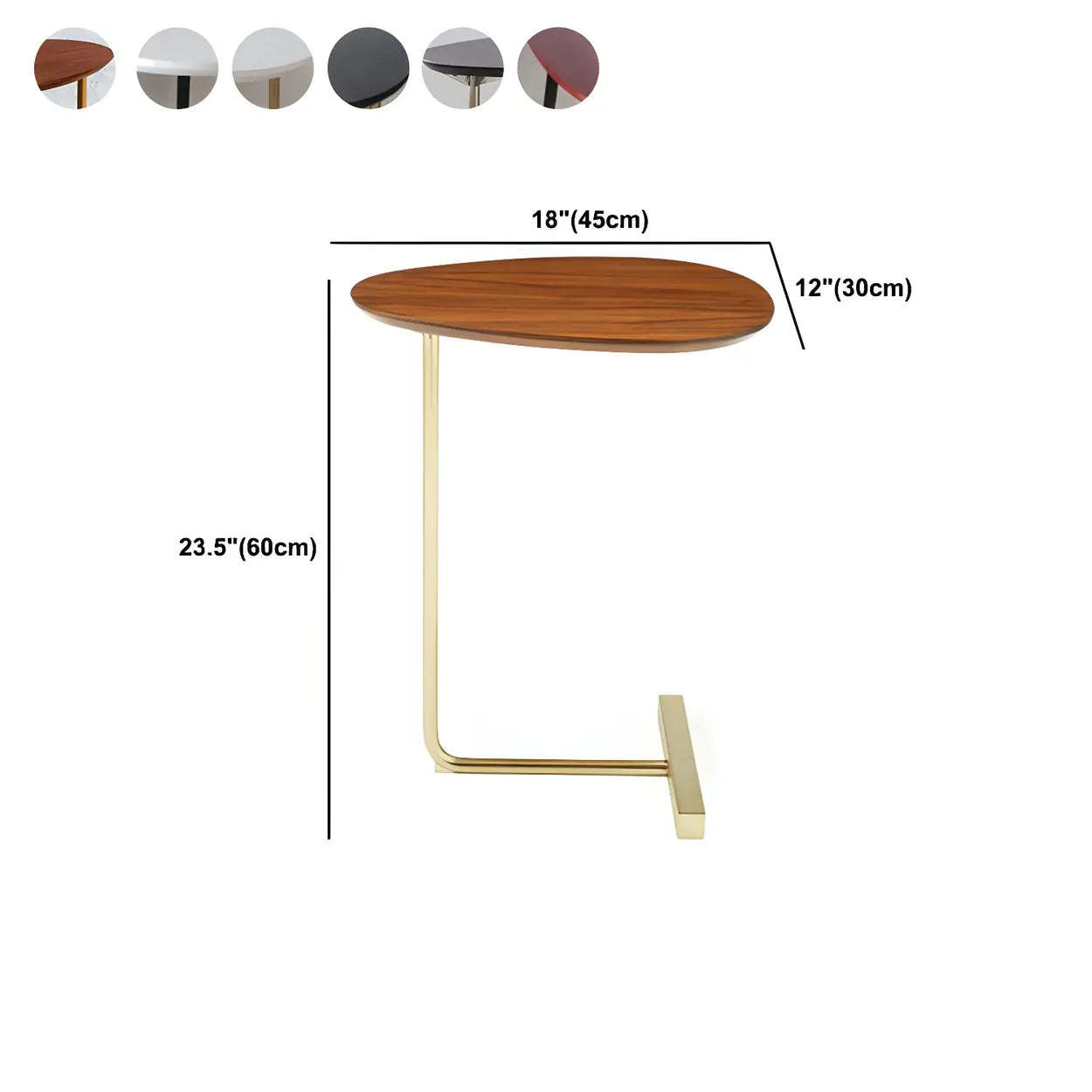 C-Shape Metal-Wood Side Table