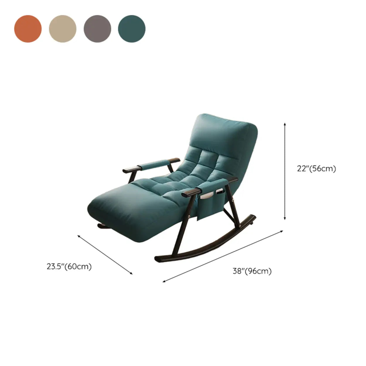 Twilight Orange Stain Resistant Round Arm Rocking Chair #size