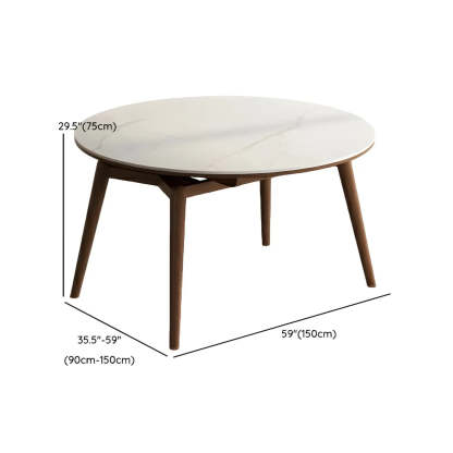 Modern Round White Rubberwood Extendable Dining Table