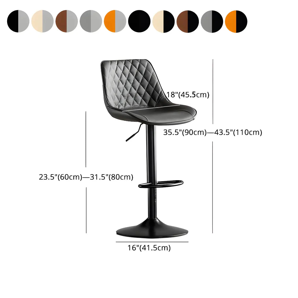 Gray leather iron bucket bar & counter stools - leather