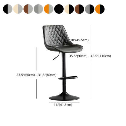 Gray leather iron bucket bar & counter stools - leather