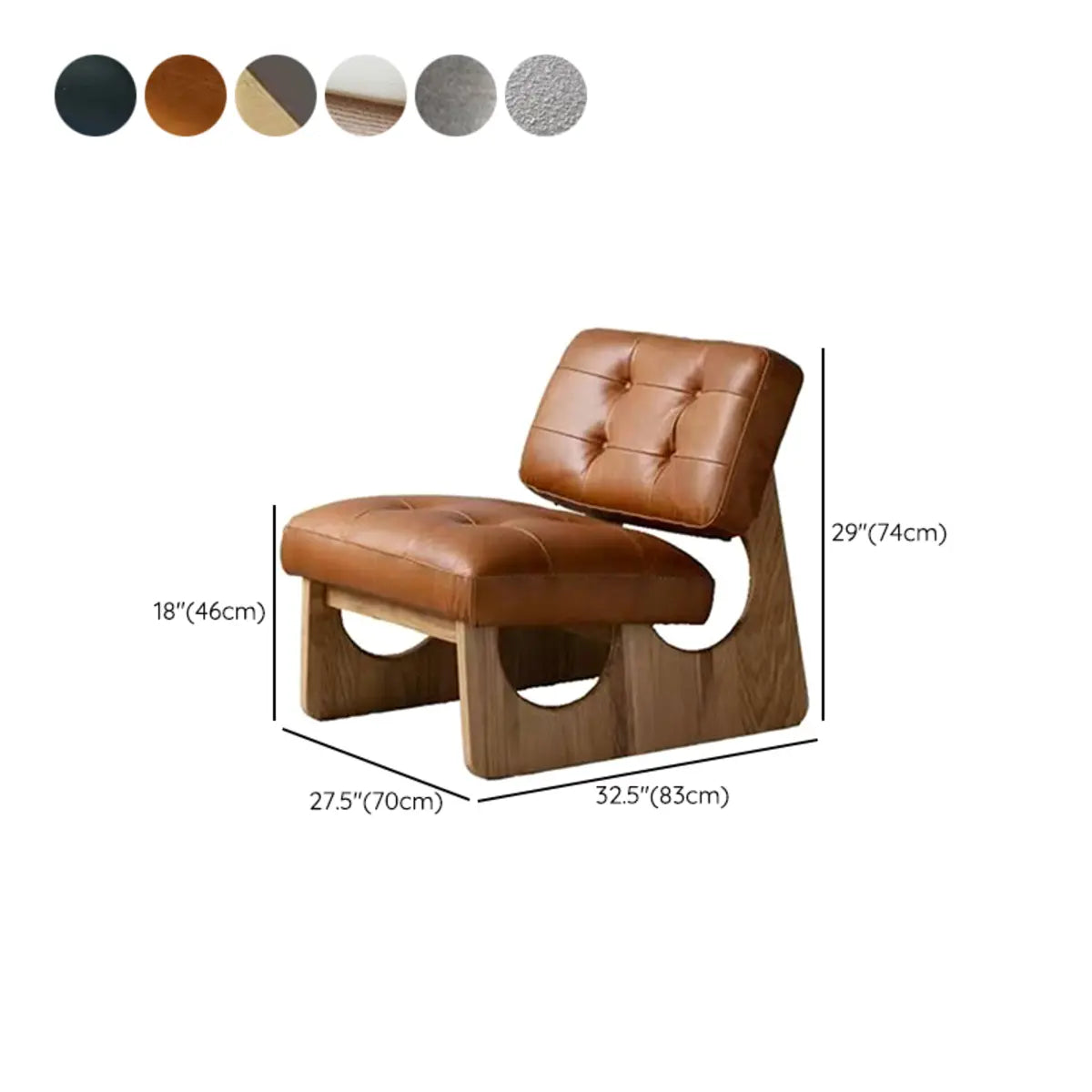 Beige Leather Biscuit-Back Light Wood Sled Side Chair