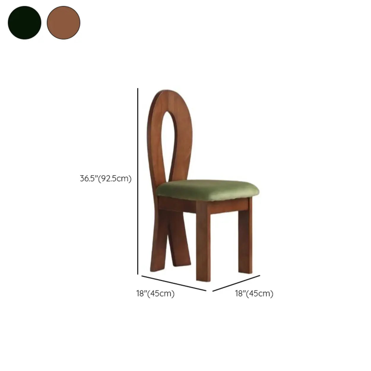 Mid-Century Curved-Back Green Dining Chair