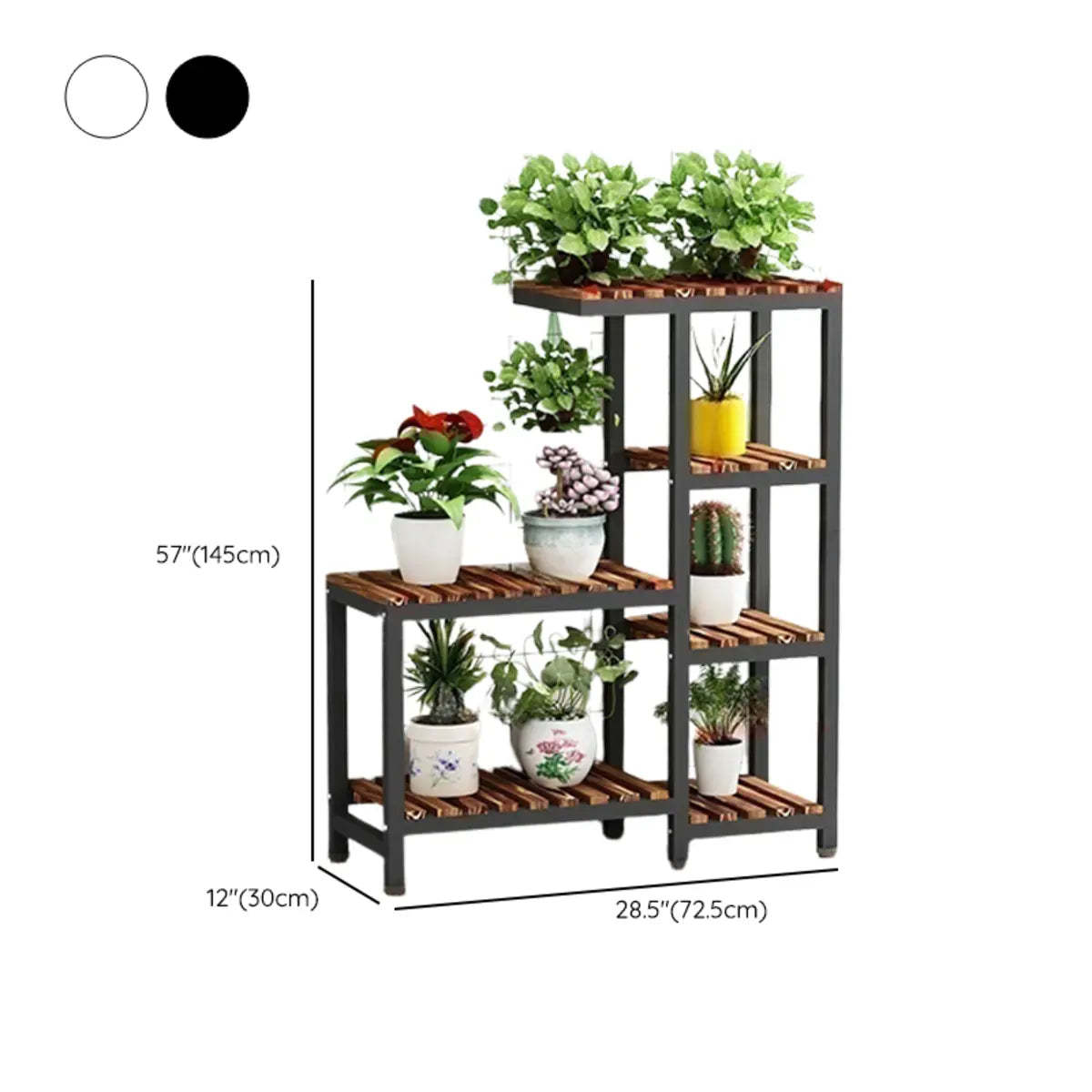 Brown Rectangular Metal Indoor Crate Plant Stand — Walnut/ Black
