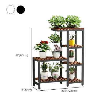 Brown Rectangular Metal Indoor Crate Plant Stand — Walnut/ Black