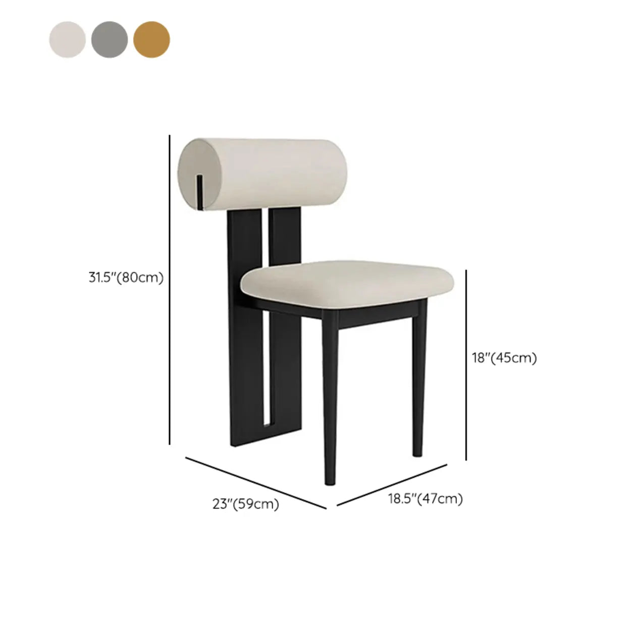 Wood Slat Back Faux Leather Dining Chair
