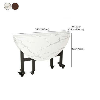 Foldable Marble-Top Dining Table on Wheels