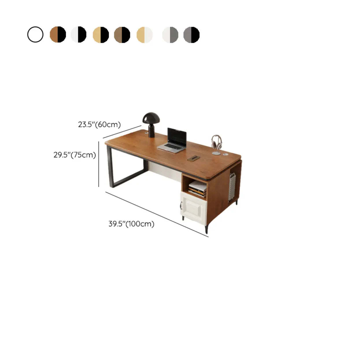 Brown Wood L-Shape Computer Desk with Tableside Storage — Without Chairs / Wood-Black