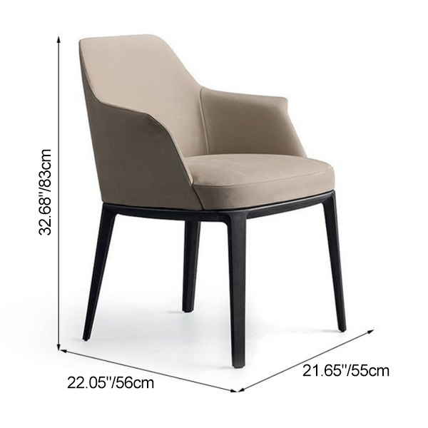Scandinavian Trapezoidal Leather Wood Dining Chair