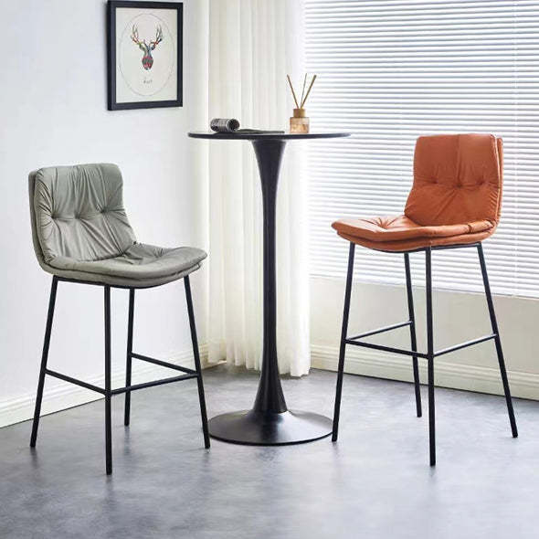 Scandinavian Leather Arched Bar Stool — Blue