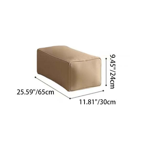 Retro Leather Semicircular Bean Bag Sofa — With Footrest / Beige