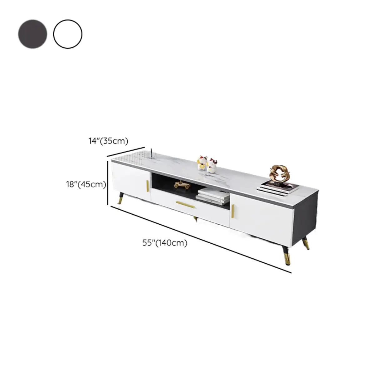 Scandinavian White Glass Cabinet Drawer TV Stand