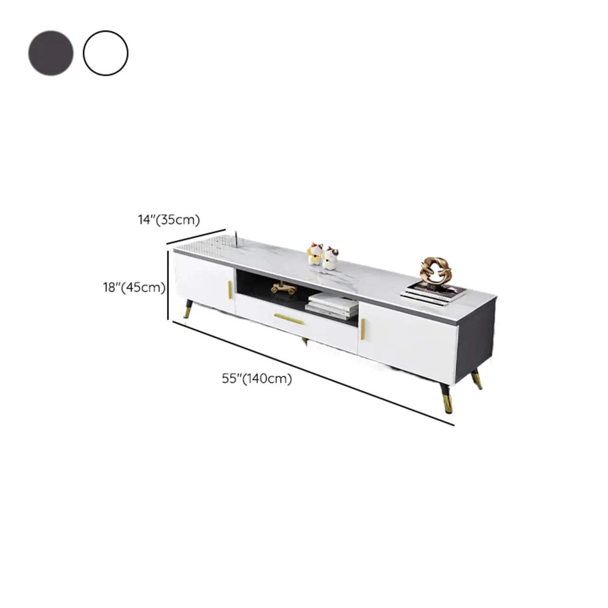 Scandinavian White Glass Cabinet Drawer TV Stand