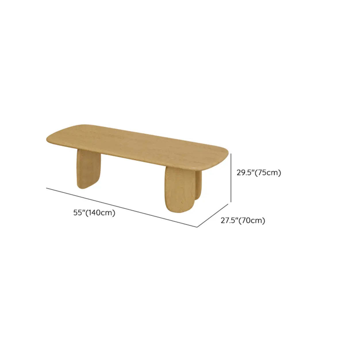 Natural Rectangular Wood Conference Table for 6