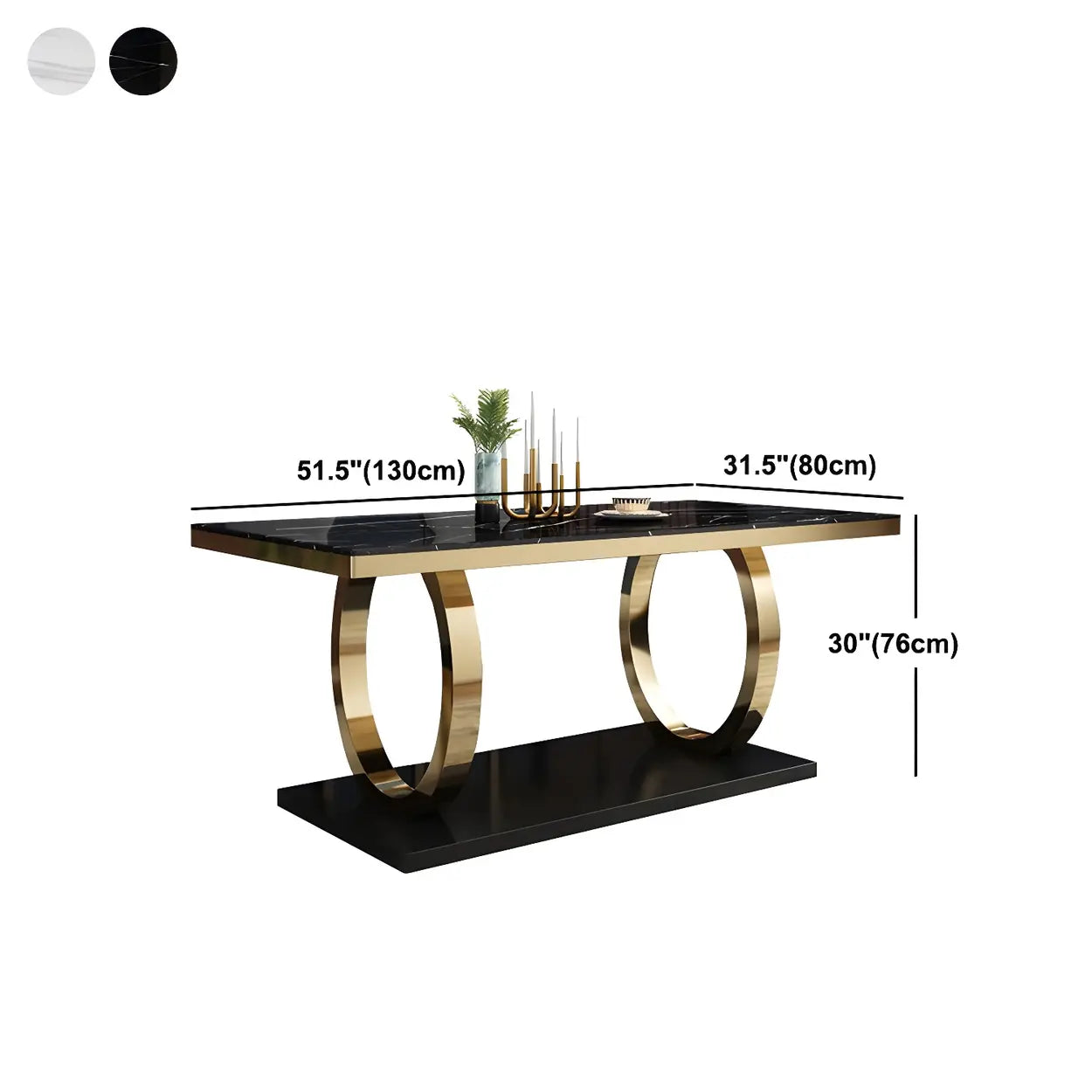 Modern Rectangular White Marble Dining Table — White / Table Only