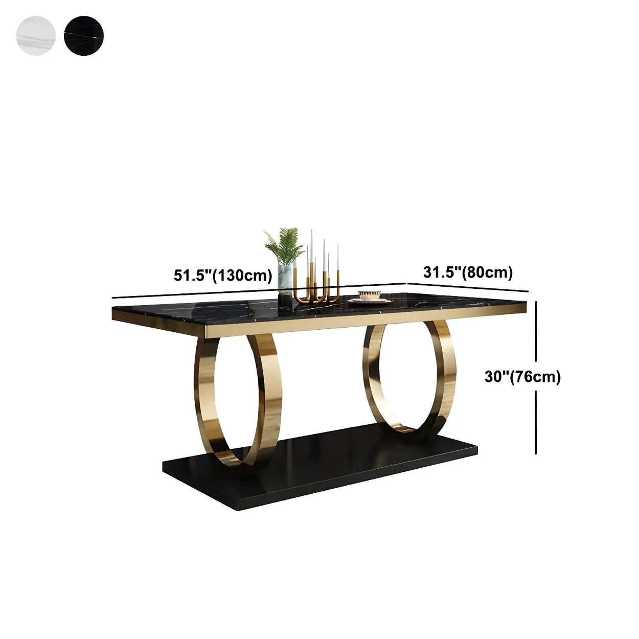 Modern Rectangular White Marble Dining Table — White / Table Only