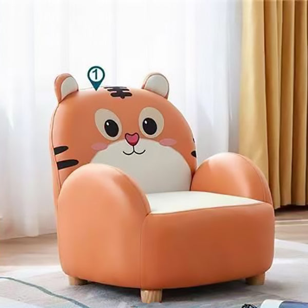 Art Deco Kids Leather Wood Tiger Chair