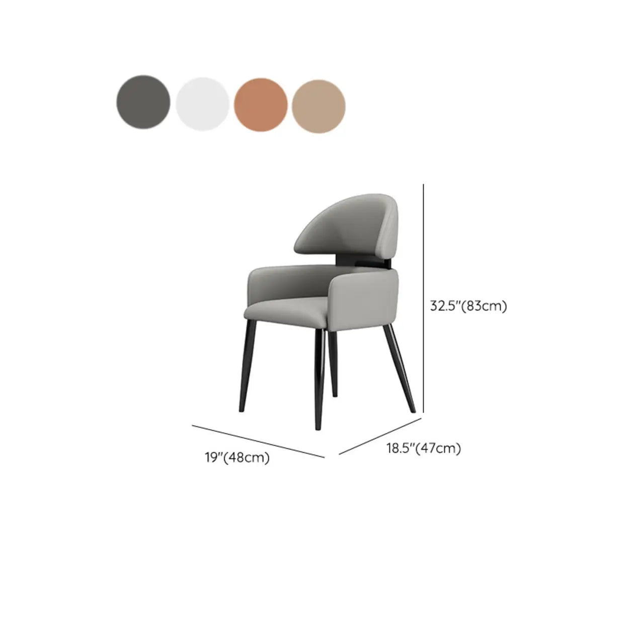 Modern Leather Dining Chair with Arms