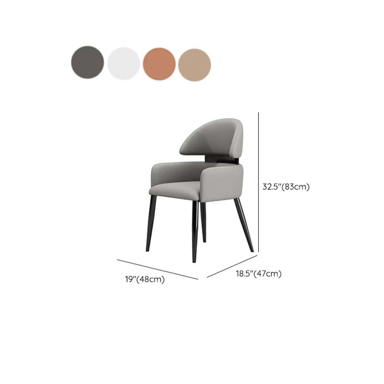 Modern Leather Dining Chair with Arms