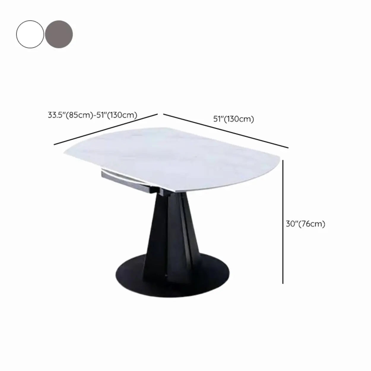 Modern Round Gray Stone Self-Storing Dining Table