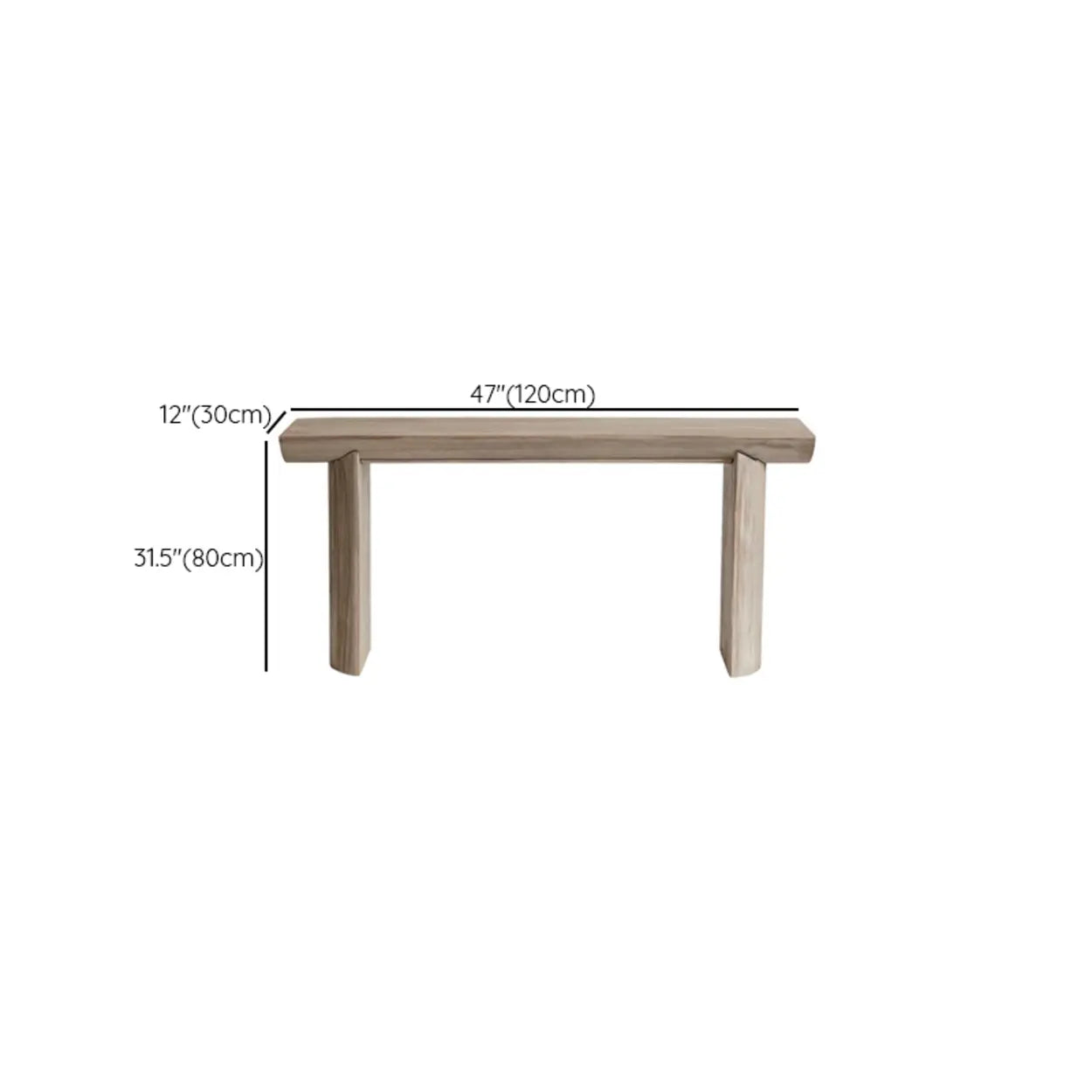 Rustic Rectangular Pine Sled-Base Console Table