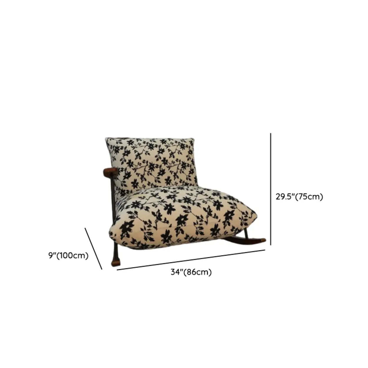Black Patterned Track-Arm Rocking Chair