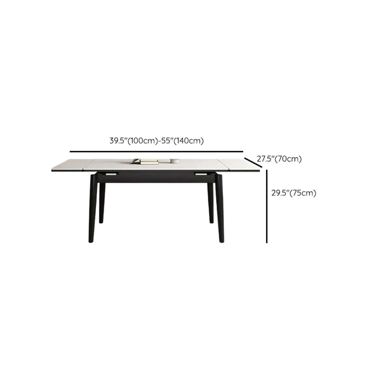 Minimalist Rectangular Extendable White Stone Dining Table