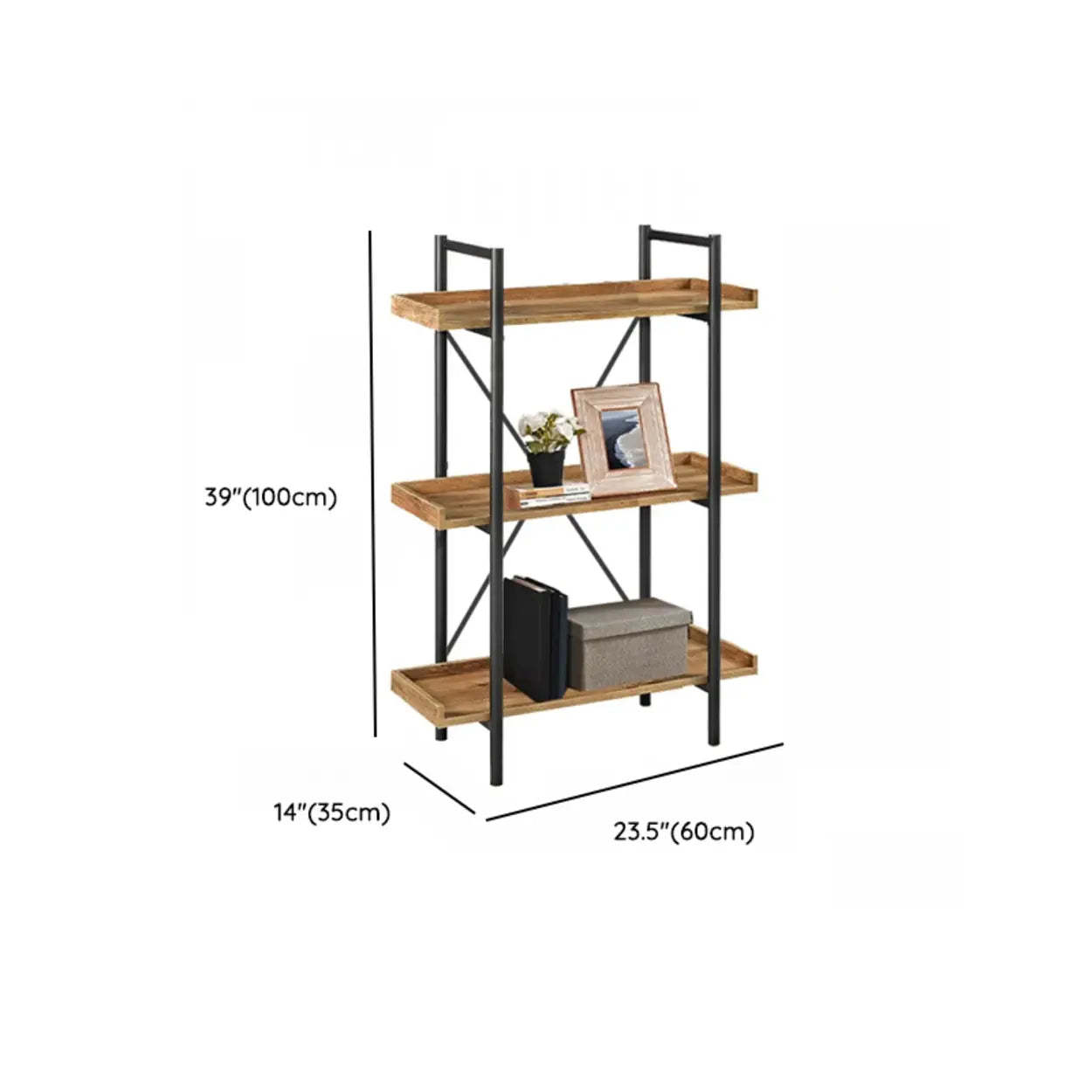Casual Open-Back Metal Frame Rectangular Bookcase