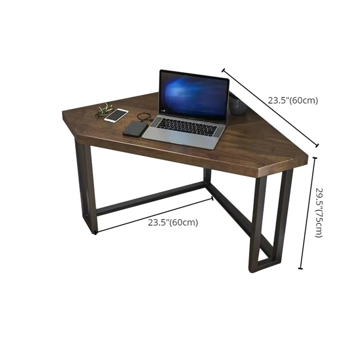 Brown Wood Black-Base Fillet-Shaped Writing Desk