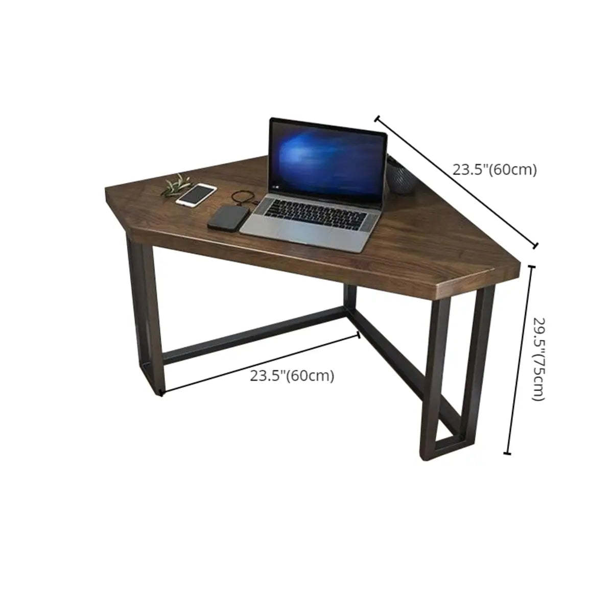 Brown Wood Black-Base Fillet-Shaped Writing Desk