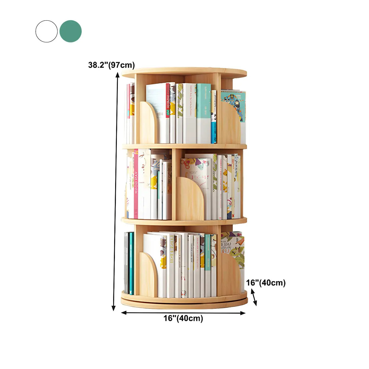 Rotating Round Wood Bookshelf