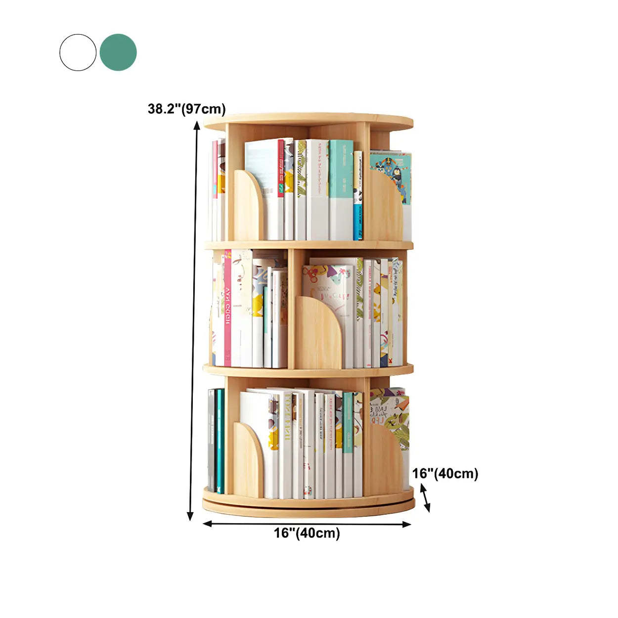 Rotating Round Wood Bookshelf