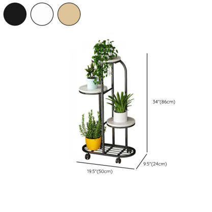 Round Faux Marble Arched Plant Stand with Wheels